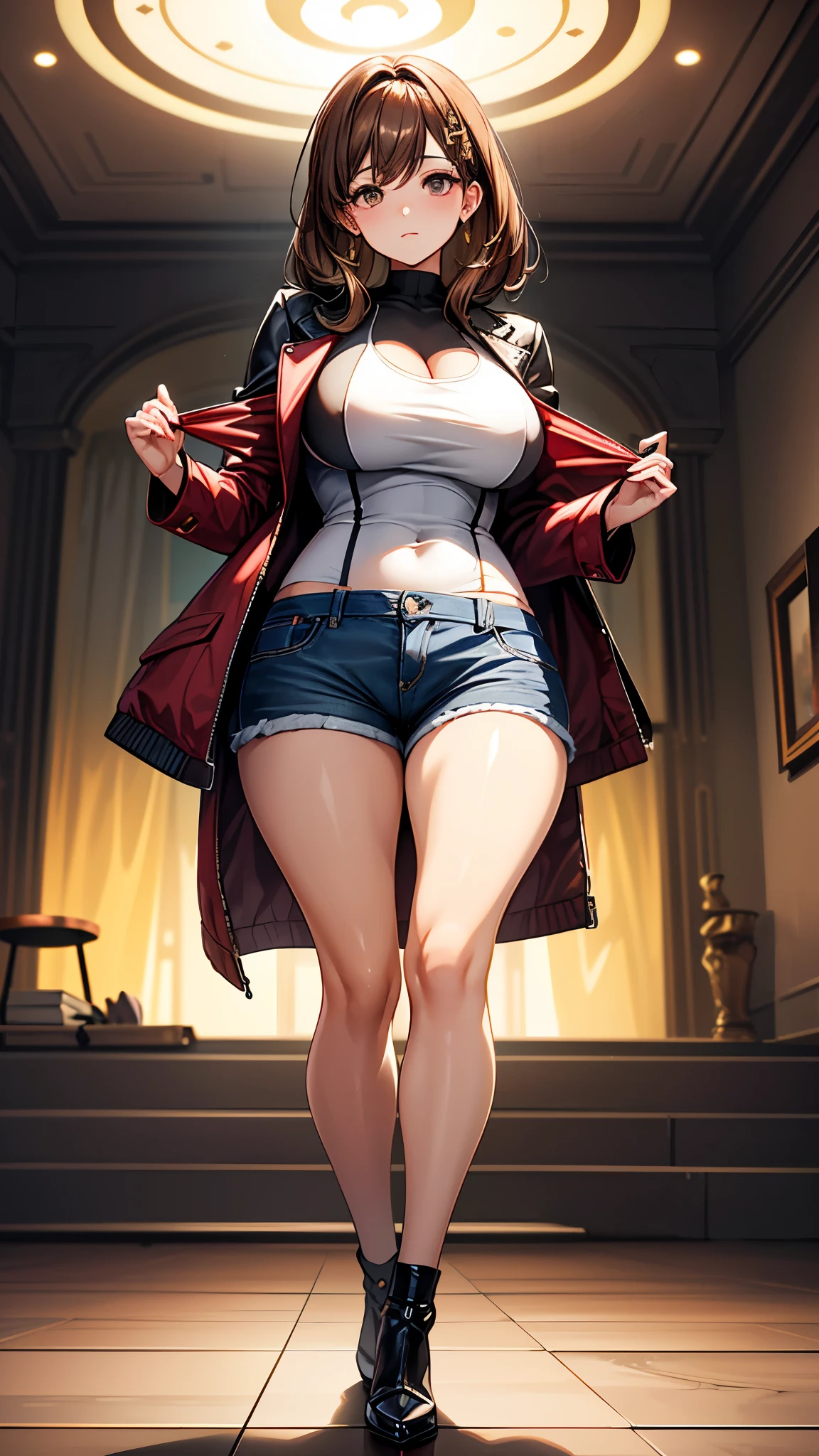 (best quality:1.6), (masterpiece:1.2), (realistic:1.4), taller slim woman, (hair over one eye:1.3), (mekakure:1.3), (asymmetrical blonde hair:1.3), (dark eye makeup:1.3), (Dark black eyeshadow:1.3), (provocative teethy smile:1.4), (brown skin:1.4), (tanned skin:1.4), (bronze skin:1.4), (dark skin:1.4), (mahogany colored skin:1.4), (gorgeous eyes:1.2), many piercings, toned abs, (handsome face:1.3), half-closed eyes, (open legs:1.1), (knees up:1.2), (staring at me:1.2), arm to head, front open shirt, unbuttoned to the belly, confident expression, bare foot, bare legs, Asian gal girl, luxurious bedroom, dynamic pose, cinematic angle, Detailed drawing, perfect anatomy, (High Resolution), (high detailed skin), ((top-quality)), ((High Definition)), high quality shadow, mostly cloudy sky, detailed background, ((Unbeatable masterpiece)), Maximum clarity and sharpness, Multi-layer Textures, Post-Processing, Anisotropic Filtering, octane render, two-tone lighting, professional photography, Realistic portrait, White balance, Long Exposure, Low ISO, 8K RAW, perfect hands, detailed fingers, Ray Tracing, Depth of Field, (((Photorealistic))), anatomically correct, (((Best Quality))), (((Super Detail))), (((UHD)))
