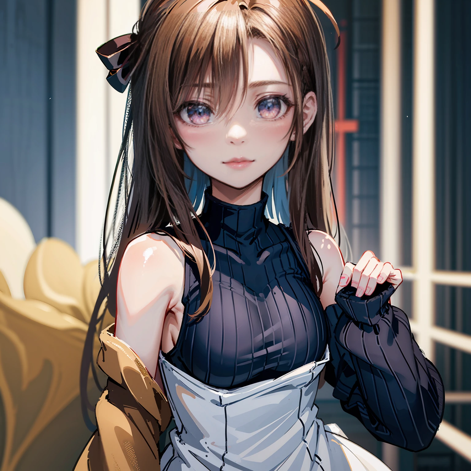 masterpiece, best quality, an extremely delicate and beautiful, ultra high res, 8k, 2.5d, white girl, cute, kawaii, ultra detailed dress, blond hair, shiny skin, idol, Expressionless, simple background, dark blue background, manga, Uplifting, cinematic, dramatic, best light, glowing, perfect composition