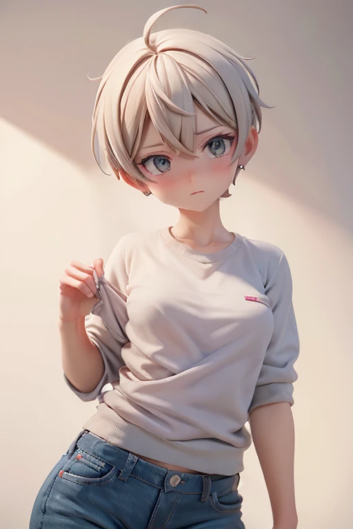 Cool woman,Sharp,boyish,The forehead is visible,Married Woman,whole body,Character portrait,Short Hair,Short Hair,Very Short Hair,slender,Slender,Wet,naked,nude,pants,underwear,全naked,skin,tits,skin露出