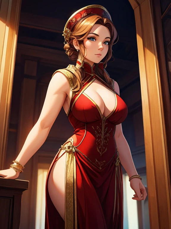 (4K quality), masterpiece, cinematic angle, (Best Quality: 1.0), (super high resolution: 1.0), beautiful mature woman of 36 years, standing at approximately 5&#39;1" high, tanned-olive skin, long blonde hair, green eyes, mask, Red lipstick, closed lips, Closed mouth, slim physique, medium breasts, (exhausting: shiny black leggings and yellow off-the-shoulder shirt, pulseras doradas y tacones highs) holding a handbag, outside on miami street