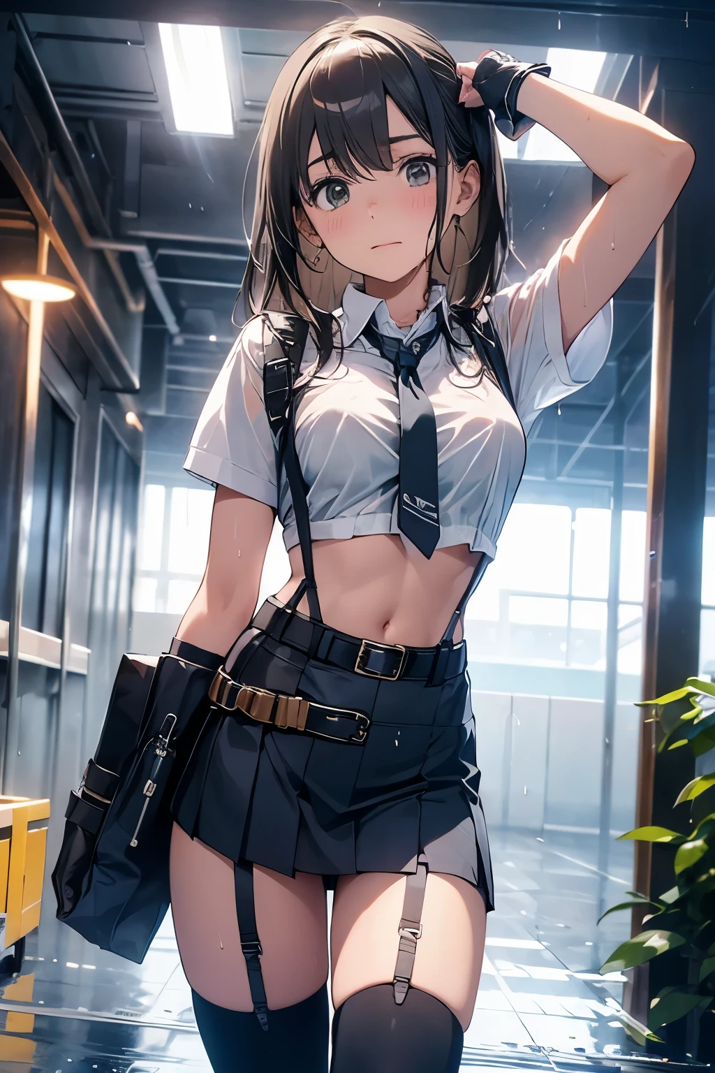 1 female, , high quality, masterpiece, Ultra-high resolution, , Cinema Lighting, , , 1 female, , high quality, masterpiece, Ultra-high resolution, , Cinema Lighting, , , And the suspenders with the cranes flying　　　Moderate breasts　 　 　　　　Large Breasts　 　 　　　　Small face　 　　　holster　　　　　　　 Lying in bed　Looking up　　　　Sweat 　　　belt　summer　脇Sweat 　Black Hole Gloves　suit　　　　 　garterbelt　Leg Links　ズボンにbelt　　holster　 　　Hands behind your back　 Anxious expression　Looking up　Anxious face　Knee-high　Knee socks　Knee-highソックス garterbelt　garter　ふとももにgarterbelt　Checkered mini skirt　Necktie Headband　ribbon　Panty shot　スカートの隙間 Armament　Handgun　handcuffs　Cable ties　レッグholster　holster 　　Hands behind your back　 Anxious expression　Looking up　Anxious face 足を横に開く　Armament　　Cable ties　レッグholster　holster　See-through clothing　heavy rain　Getting wet in the rain
