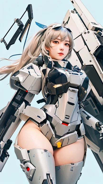 a close up of a woman with a gun and a gun, kantai collection style, mechanized soldier girl, female mecha, fine details. girls frontline, arasaka mech, mechanized valkyrie girl, fully robotic!! girl, best 4k konachan wallpaper, girl in mecha cyber armor, kancolle,  robot!! Gundam girl