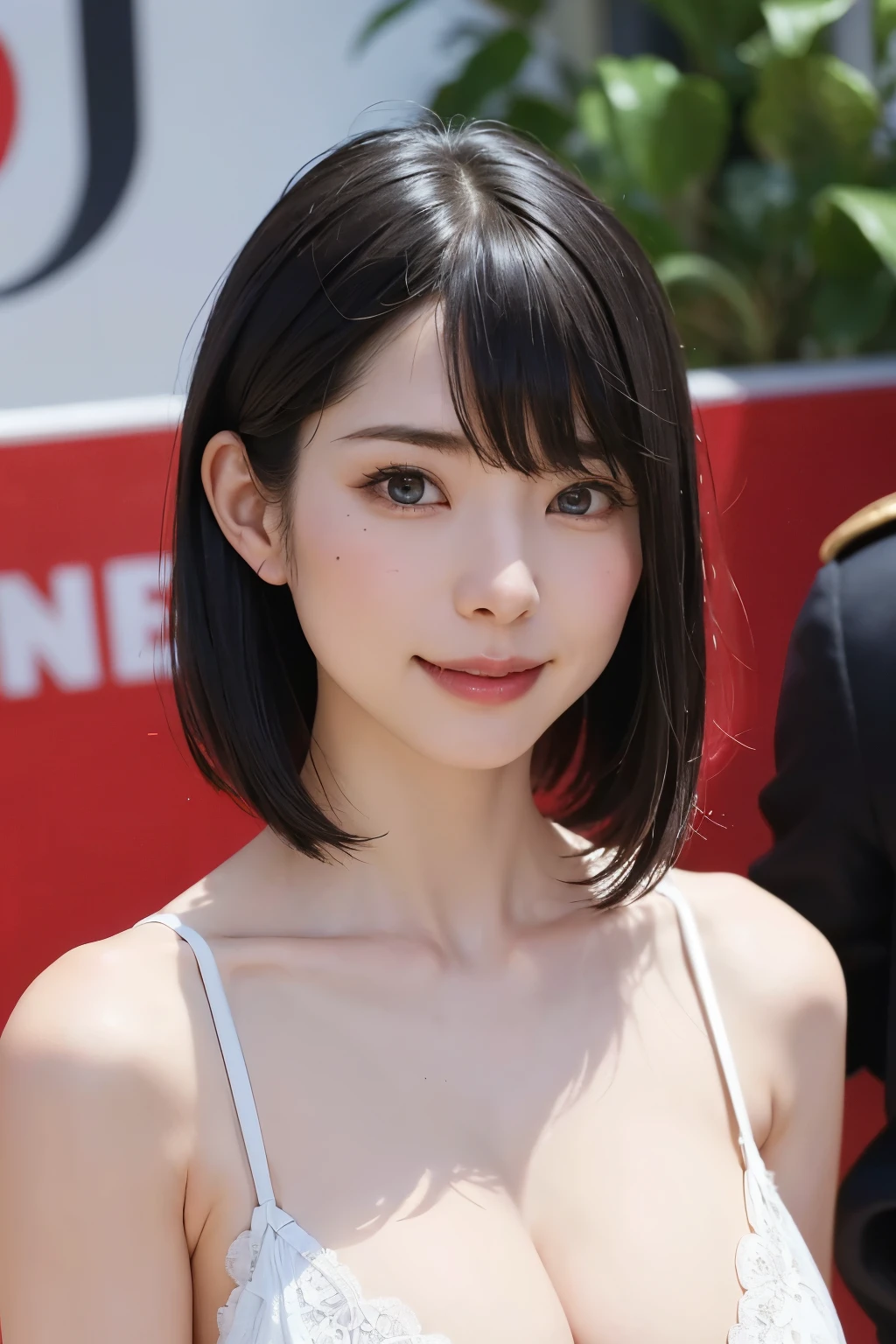 (Tabletop, Highest quality、Very attractive adult beauty、Add strong highlights to the eyes、Please look closely at the camera:1.4、A beautiful woman with adult charm、Ideal body proportions、Perfect Anatomy、Short brunette bob hair、Shiny Hair、Lip gloss),One Girl, solo, 明るい茶色のShiny Hair, Scarf,Realistic, Looking at the audience、Please tilt your head a little, Bright colored crystal light blue eyes, 短いShiny Hair、 chestの中央に穴が開いた白いタートルネックの服,chestの真ん中に丸い穴が開いたセクシーな白いタートルネックのニットセーター、 Lips, Lip gloss,Bans, Upper body、Big eyes、Eyelashes、Face is a little red、Embarrassing)、((Italian road system in winter))、((Short hair with bangs、Big eyes、Give students a very strong highlight、{huge|big|hugeな|Mega} chest:1.4、very bigger chest、Staring at the audience、Very beautiful beauty、Listen carefully、Long neck、Smile a little、Beautiful Teeth、Open your mouth and laugh、Heart-shaped pupils))、28 years old、Very cute supermodel、{gigantic|big|huge|mega} breasts, cleavage