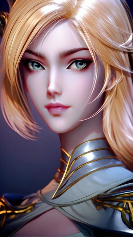 anime style、one person１８Beautiful woman of age、Moisturizing and beautiful eyes、ciri、picture、androgynous hunnuman、oval jaw、delicate features、beautiful expression、beautiful blonde hair、long bangs、long ponytail、Blue eyes with a beautiful glow、LDS Art,Fashion model 25 years old、[[[[Close-up]]]]、[[[[chest]]]]、[[[[head]]]]、[[[[shoulder]]]]、perfect eyes、Perfect iris、perfect lips、perfect teeth、perfect skin、soft front light、glow、HDR、(calm color 1.2),1 female,in the dark, film grain, Award-winning photo, (shades of green:0.5), looking to the side, redhead