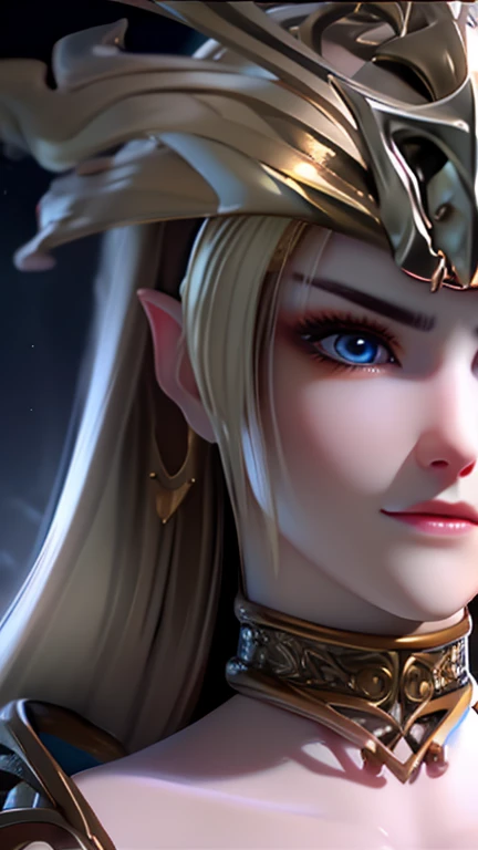 anime style、one person１８Beautiful woman of age、Moisturizing and beautiful eyes、ciri、picture、androgynous hunnuman、oval jaw、delicate features、beautiful expression、beautiful blonde hair、long bangs、long ponytail、Blue eyes with a beautiful glow、LDS Art,Fashion model 25 years old、[[[[Close-up]]]]、[[[[chest]]]]、[[[[head]]]]、[[[[shoulder]]]]、perfect eyes、Perfect iris、perfect lips、perfect teeth、perfect skin、soft front light、glow、HDR、(calm color 1.2),1 female,in the dark, film grain, Award-winning photo, (shades of green:0.5), looking to the side, redhead