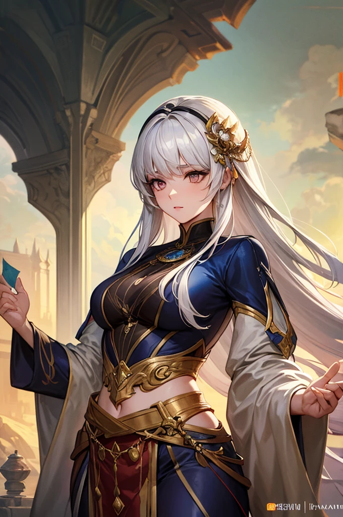Woman with white hair, Beautiful character drawings, Gwaiz, artwork in the style of Gwaiz, White-haired God, Magnificent and elaborate character art, Amazing character art,
