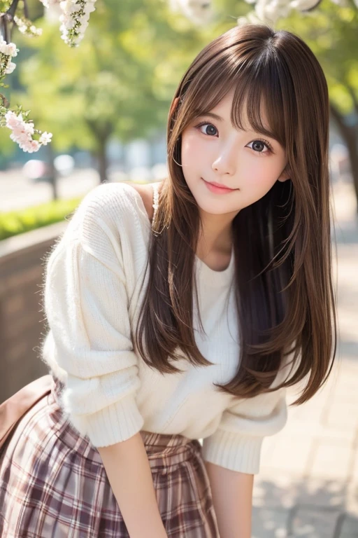 Brown Hair、Hair is straight、semi-long、beautiful girl、super high quality、Ultra-high resolution、Japanese girl、28 years old、very cute、Fluffy、round face、One person、Neat clothes、skirt、Spring image、RAW Photos、Beautiful face in every detail、A slight flush on the cheeks、Cute girl&#39;s room、Smiling、Textured skin, C cup breasts、Open your mouth a little, Natural Makeup、Double headband, hair band, Gaze