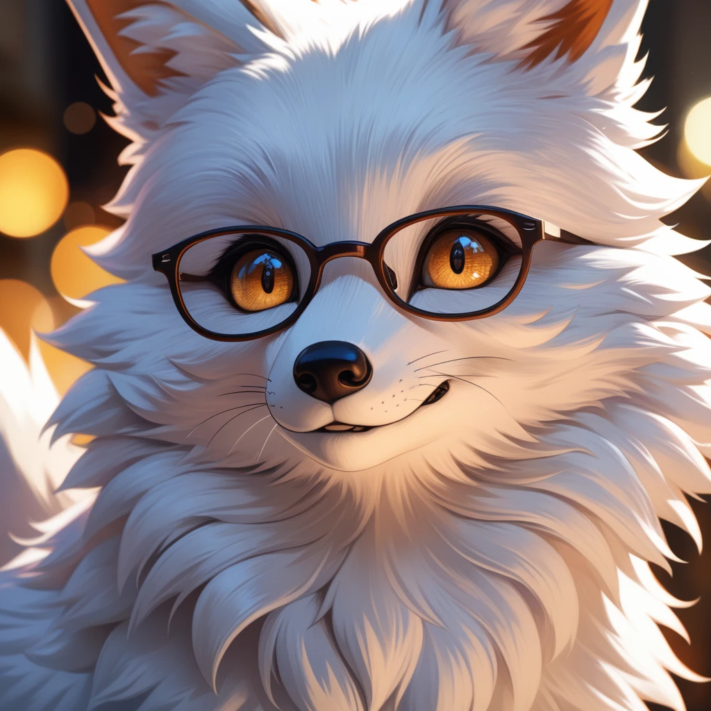8K, RAW, best quality, masterpiece, ultra high res, colorful, portrait, (medium wide shot), (dynamic perspective), sharp focus , (depth of field, bokeh:1.3), extremely detailed eyes and face, beautiful detailed eyes,
glasses, (foxtaur:1), breasts, two hands, solo, four legs, detailed background, fox, female furry, smiling, multicolored fur, t-shirt,
masterpiece, detailed fur, realistic fur, fox ears, fluffy tail,
(full body), detailed skin, detailed face and eyes, higher body and limbs detail, realistic proportions,
detailed lighting, cinematic lighting, detailed ambient light, gray natural lighting, backlighting, crepuscular ray,
half body shadow, side view, cgi, photorealistic, high detail, realistic, masterpiece, absurdres, best quality, HDR, high quality, high-definition, extremely detailed, 8k wallpaper, intricate details, 8K uhd, Full-HD, (realistic photo:1.4), contrast, global illumination, ambient occlusion, depth of field, Field of View, lens flare, bloom, stunning environment