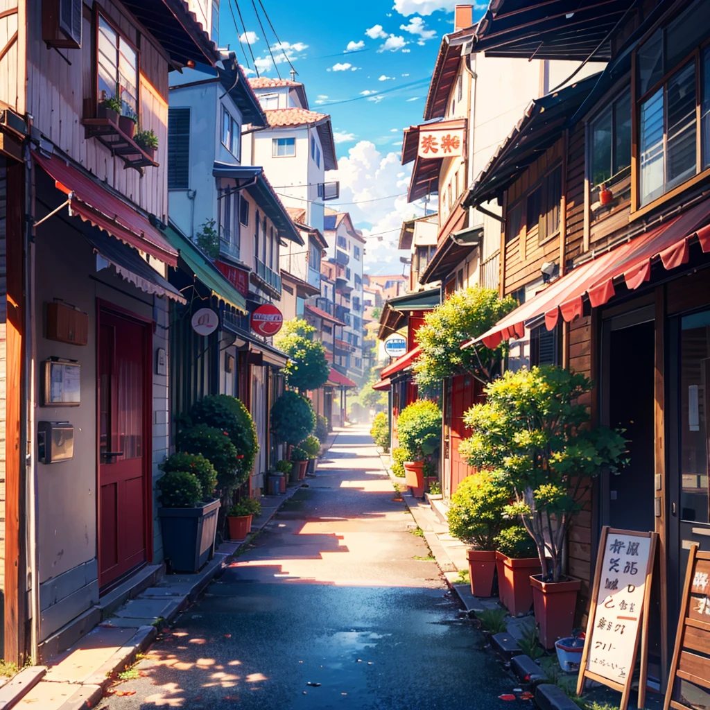 City, shaved ice, vacation, parasol, --ar 16:9 --niji 5