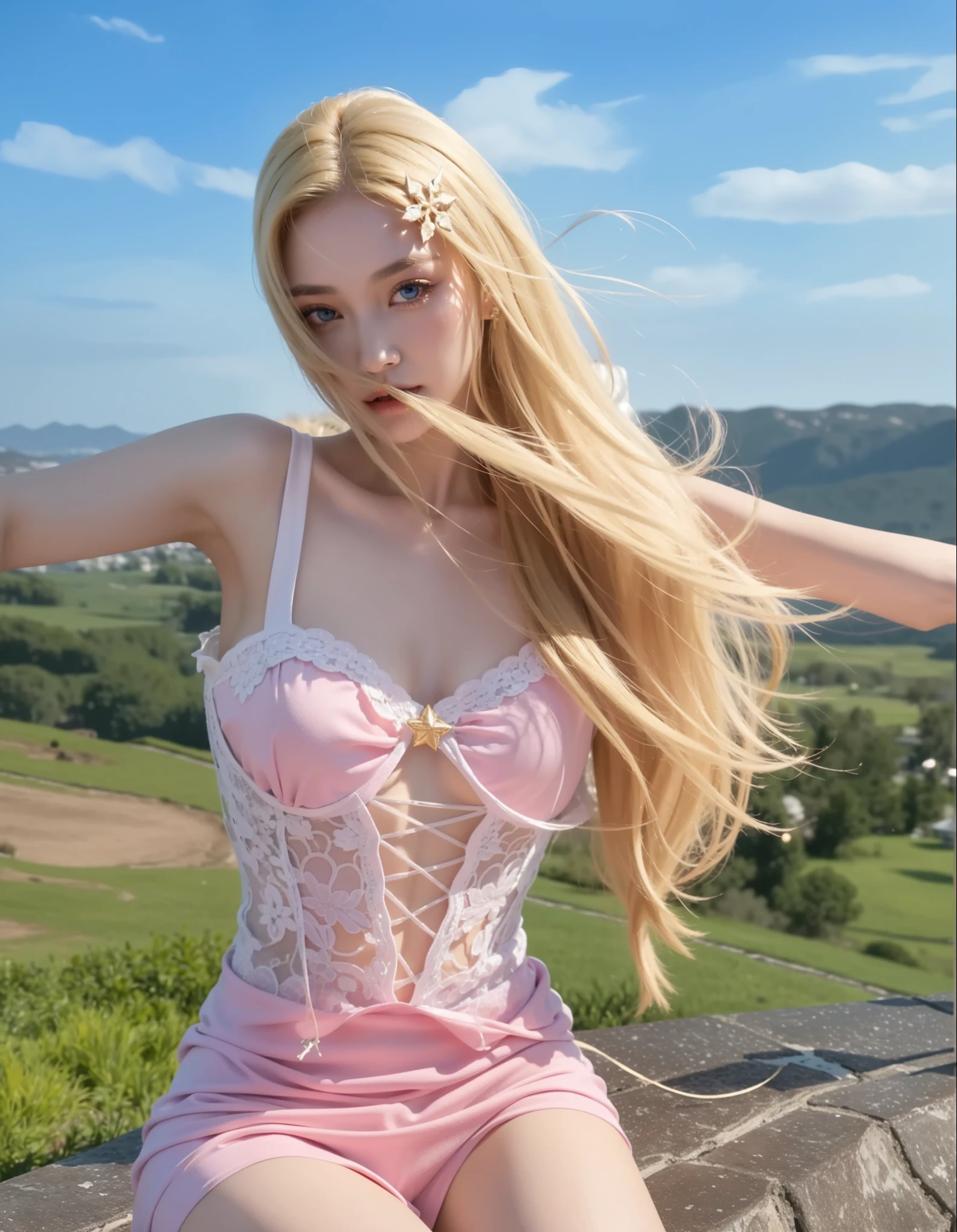 Royal sisters,Exquisite eyes,Frozen queen,Put the crown on your head,Detailed facial expressions body,tall and big,Glamorous characters,Leg length,4K,HD,Sensual,White translucent lace,白皙Full figure,Little cherry mouth,Beautiful and lovely,Full figure,Glossy Gel Coat,Vampire Queen in luxurious gown,Have a tattoo(Intricate tattoo designs),Ice Princess,Rich facial details,16 Year Old Angel,Eyes are blue(Pupils as deep as the starry sky),Gold print clothes,blonde