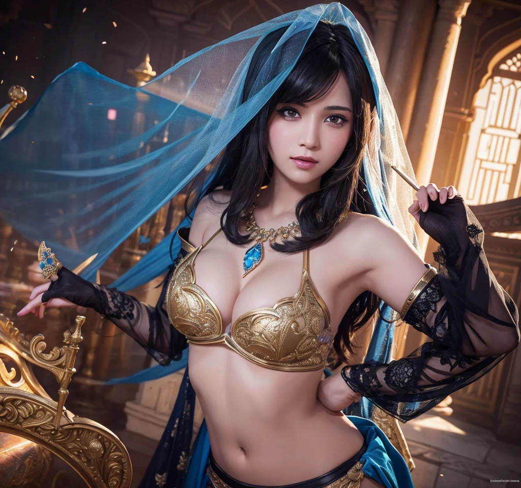 Miss + exit + India + like + veil splashArt, splashArt, league of legends splashArt, Art, One stroke, masterpiece, 8K, Extremely detailed, HD