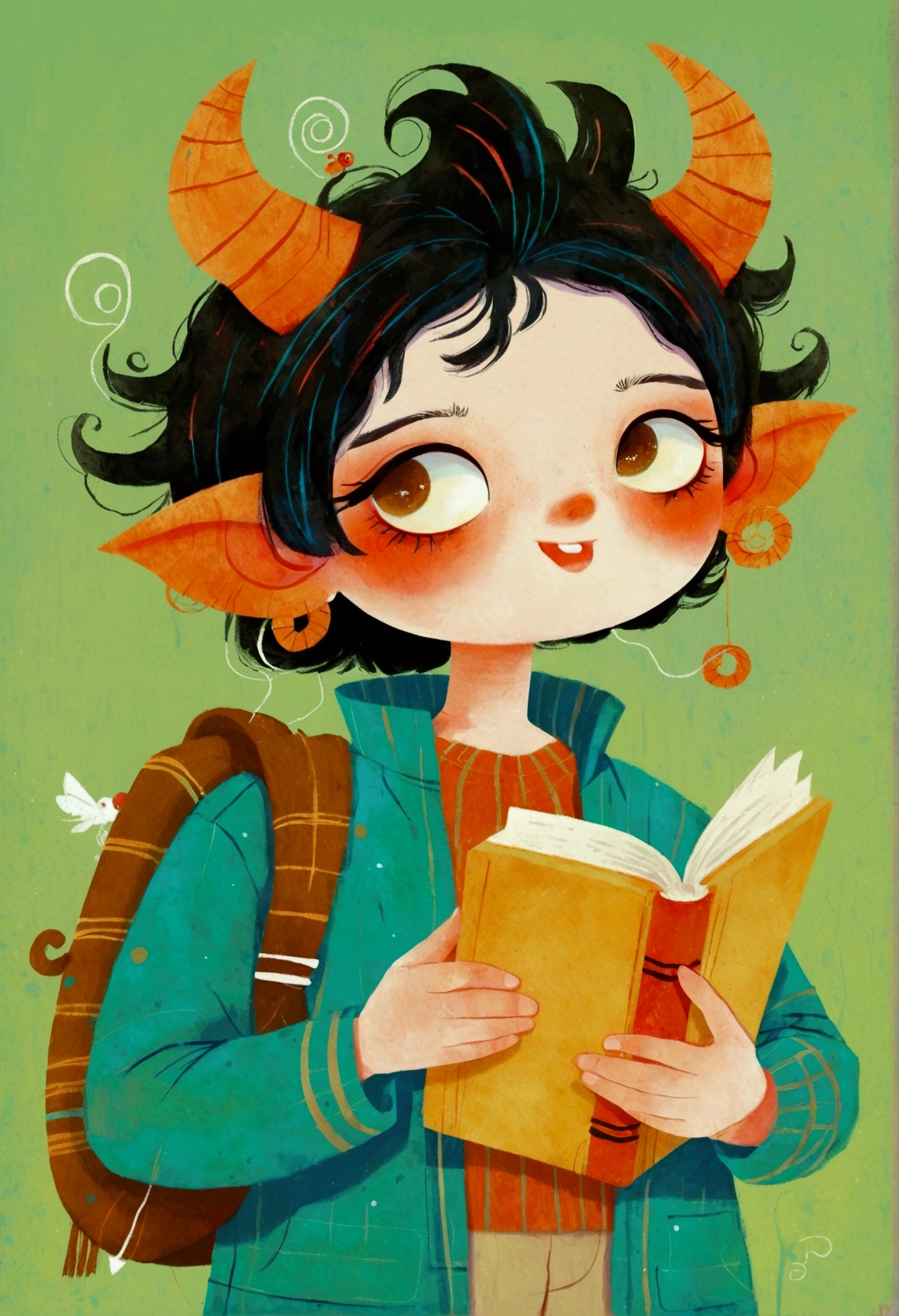 illustration of a cartoon monster with a book and a cell phone, author Ryan Yee, Juster Battle, Beeple 和 Jeremiah Ketner, author：Toth Wu, Sachin Teng, Portrait of a cute monster, in the style of Sachin Teng, Cute monster character design, Android Jones&#39;s Works, Japanese illustrator, illustration!, author：Jeremiah Ketner