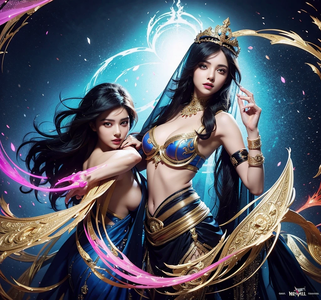 Miss + exit + India + like + veil splashArt, splashArt, league of legends splashArt, Art, One stroke, masterpiece, 8K, Extremely detailed, HD