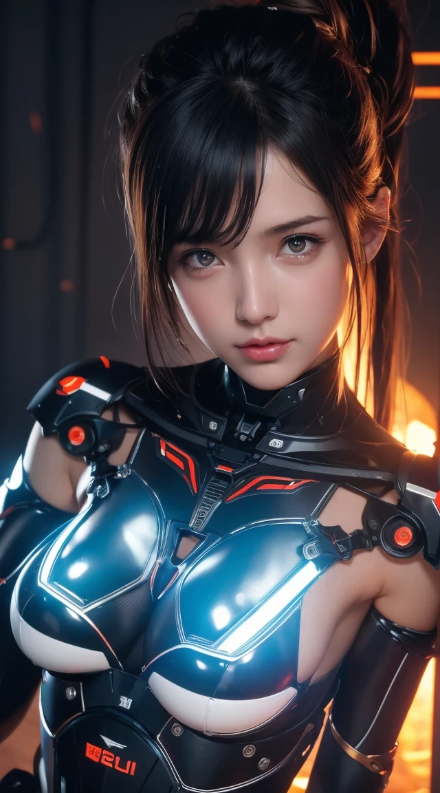 1. Machine Girl,((Ultra-Realistic Details)), Portraiture, Global Illumination, Shadow, Octane Rendering, 8k, Ultra Sharp,Metal,Complex, Decorations detailed, Cool colors, More about Egypt, highly Complex details, Realistic Light, Trending on CGSociety, Glowing Eyes, To the camera, Neon Details, Mechanical limbs,Blood vessels connected to tubes,Mechanical vertebrae attached to the back,Cervical vertebrae mechanically attached to the neck,Sitting,Wires and cables connecting to the head