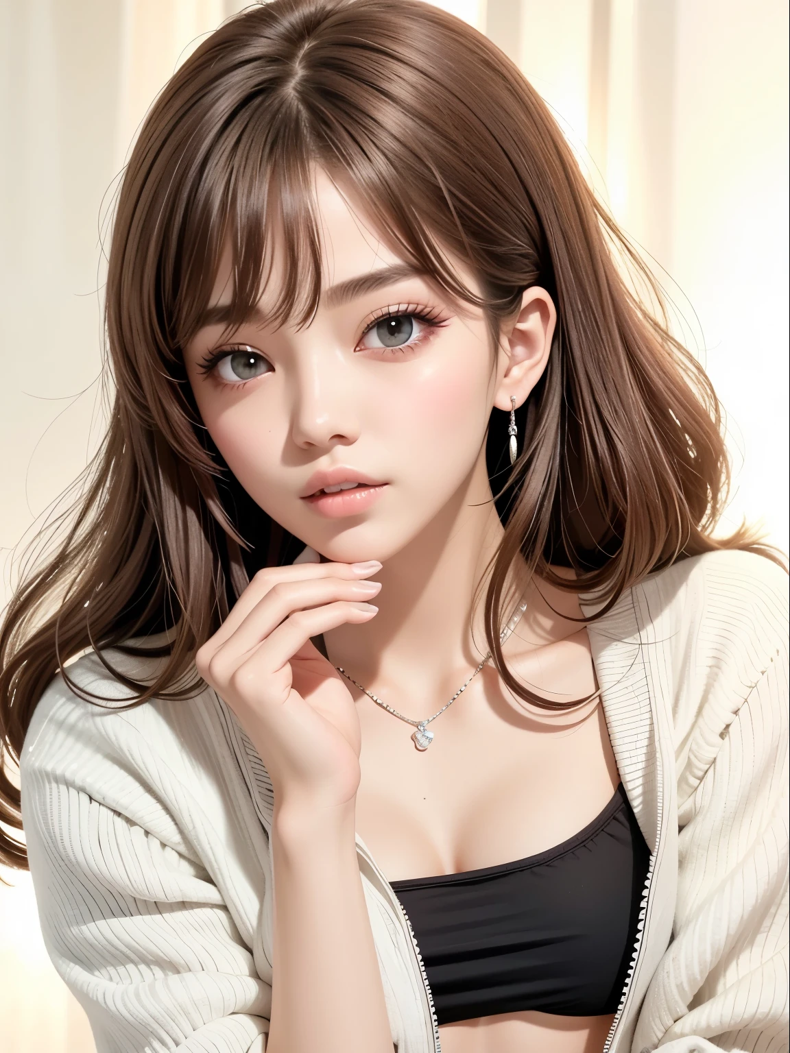 black pink'rosé, blonde hair, soft skin, big eyes, pale skin, long soft hair, realistic style