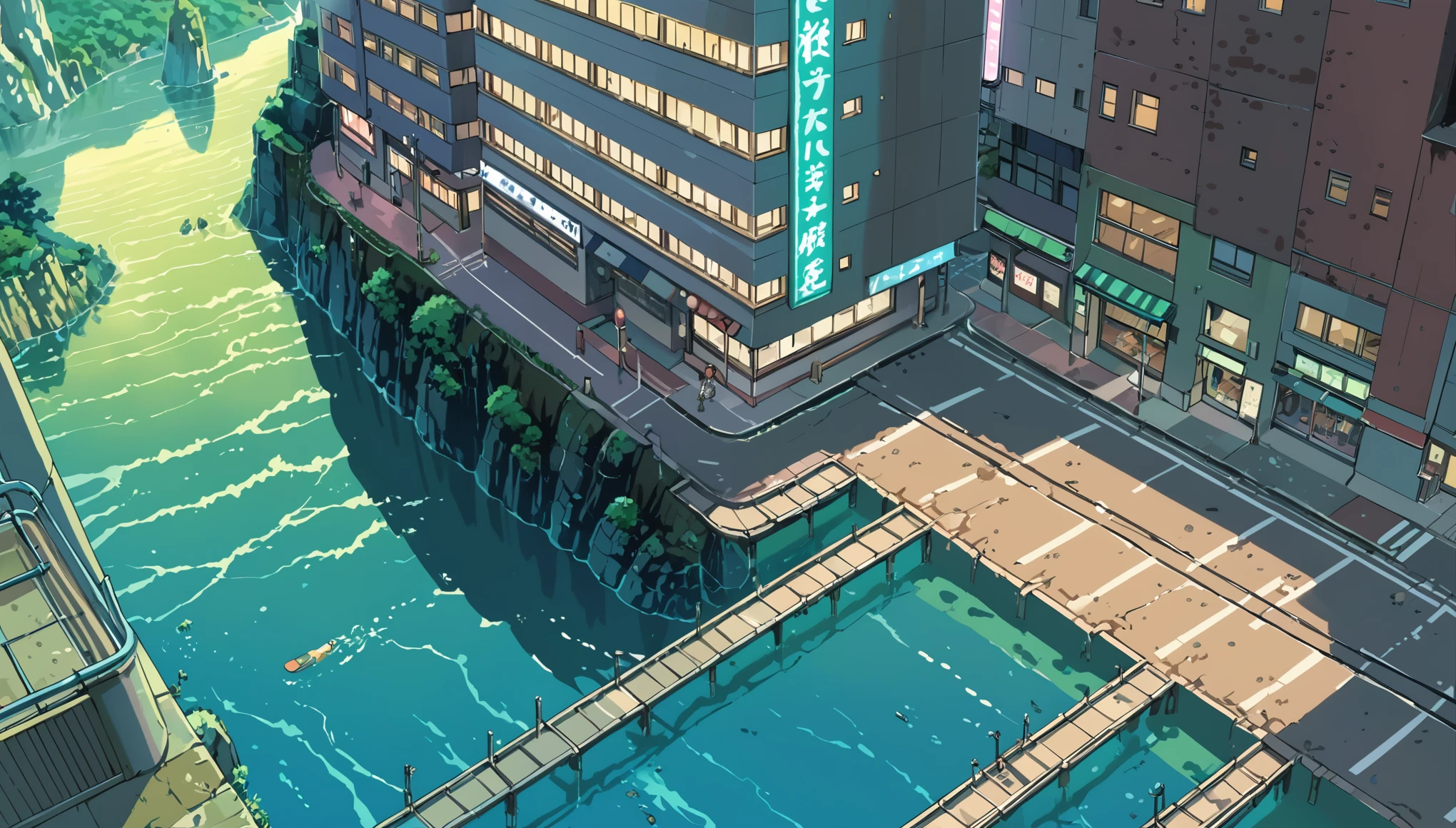flat-color cartoon artwork in jmst artstyle ,anime screencap in mnst artstyle ,((anime:1.4,illustration)),(masterpiece, top quality, best quality),(ultra-detailed, absolutely resolution),((16k, high res)). BREAK {lofi art, style of Laurie Greasley, style of Makoto Shinkai, anime aesthetic}, BREAK {a city underground in water, detailed, high quality, }