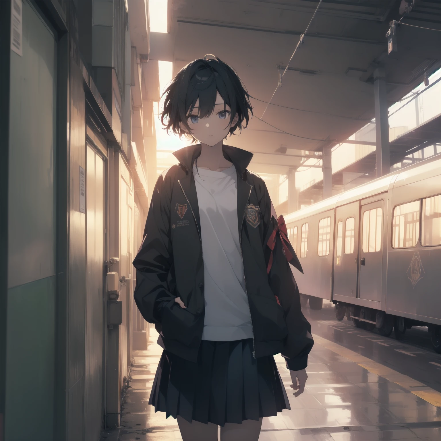 ultra-absurdres-Top quality by artist God, ultra-detailed, high resolution, anime moe artstyle, best anime 8k konachan wallpaper, pixiv contest winner, pool:2810, perfect anatomy,break, 1girl, (Please draw a girl walking sleepily to school alone. )break,(Solo,little female, 13-year-old:1.3),Full limbs, complete fingers,a junior high school student, (very short hair), short cut, flat chest, , small butt, small black eyes, beautiful detailed eyes, well-proportioned iris and pupils, expressive eyes, highres detailed hair, soft expression, salor school_uniform, sailor collar, serahuku, bow, pleated skirt,(Detailed Lighting), (Detailed background), in the School commute route. break,super detailed skin, Best cinematic lighting powered by famous artist, 8k,beauty illustration,photoshop_(medium),very aesthetic,break,((artist:horosuke )), artist:clamp ,artist:carnelian ,artist:kantoku ,
