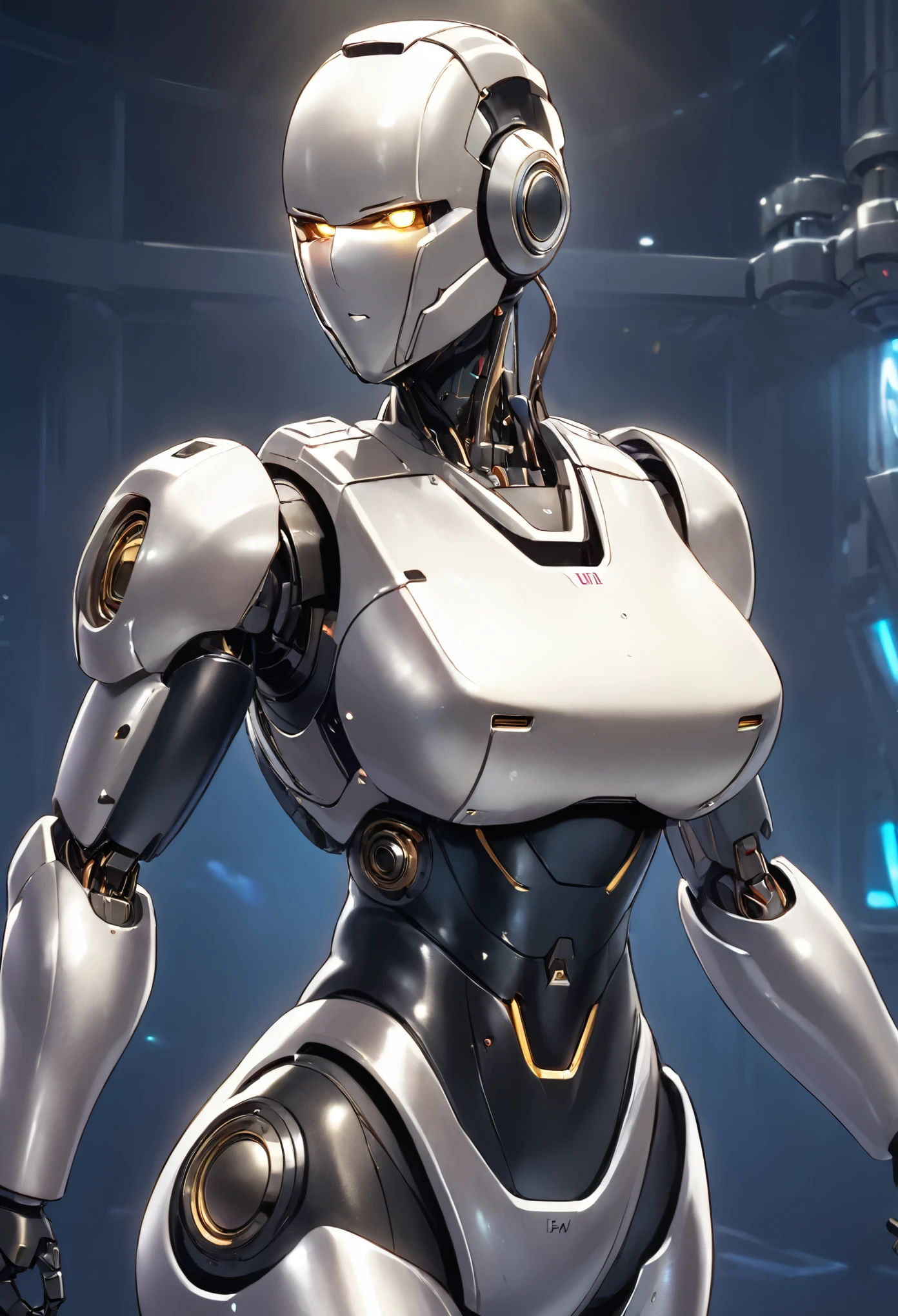 UHD, retina, anatomically correct, textured skin, masterpiece, accurate，SOLO，high quality,extremely detailed，(1 robot female),(Iron body:1.7),(shiny skin:1.8),(bright light),(Mobile Suit),(Female type robot),open pose,[detail face],(petty girl face:1.7)