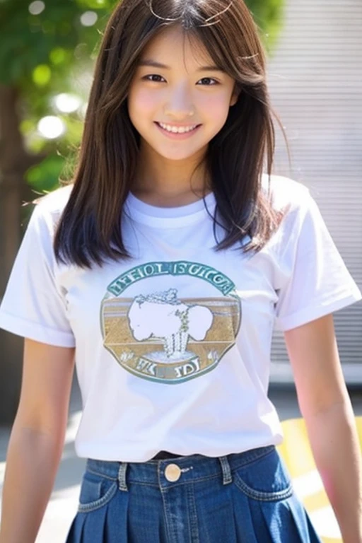 Cute high school girl、、White T-shirt