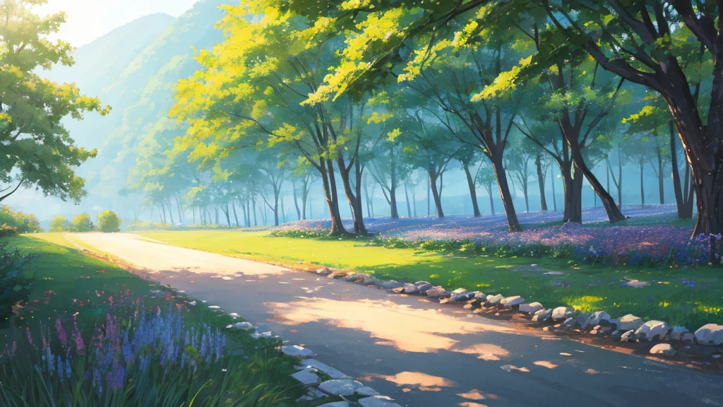 Hopeful and bright image。An illustration-like landscape image with a refreshing and natural feel