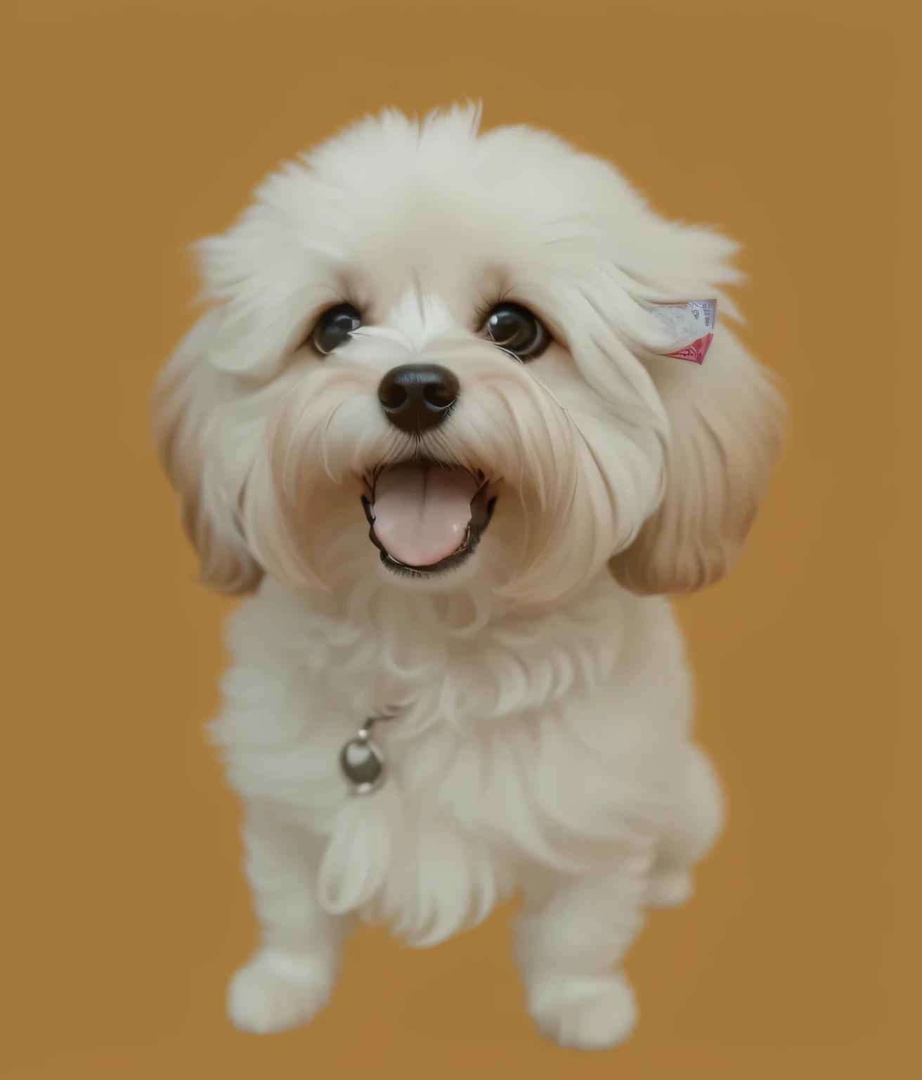 a very cute dog, she is very happy, her look is very happy and bright, she is smiling, the image is very detailed