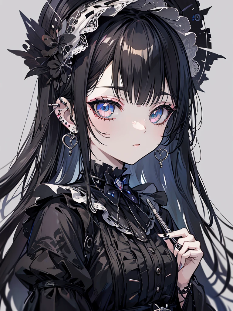 Gothic Lolita, ear piercings, arm tattoos, cigarettes, mentally unstable