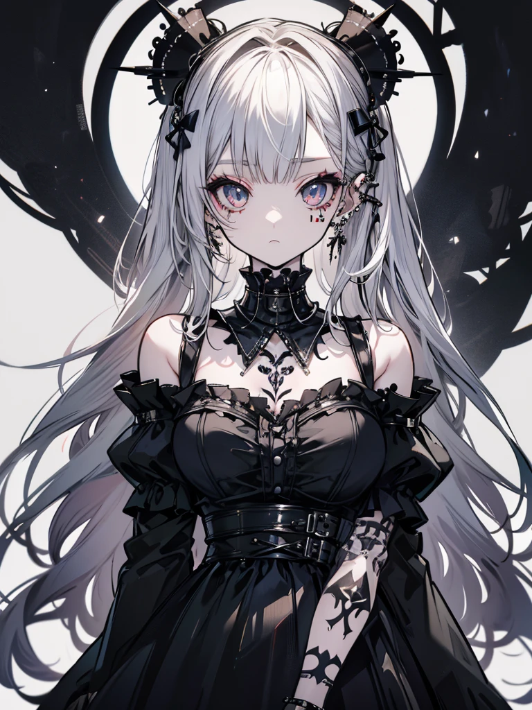 Gothic Lolita, ear piercings, arm tattoos, cigarettes, mentally unstable