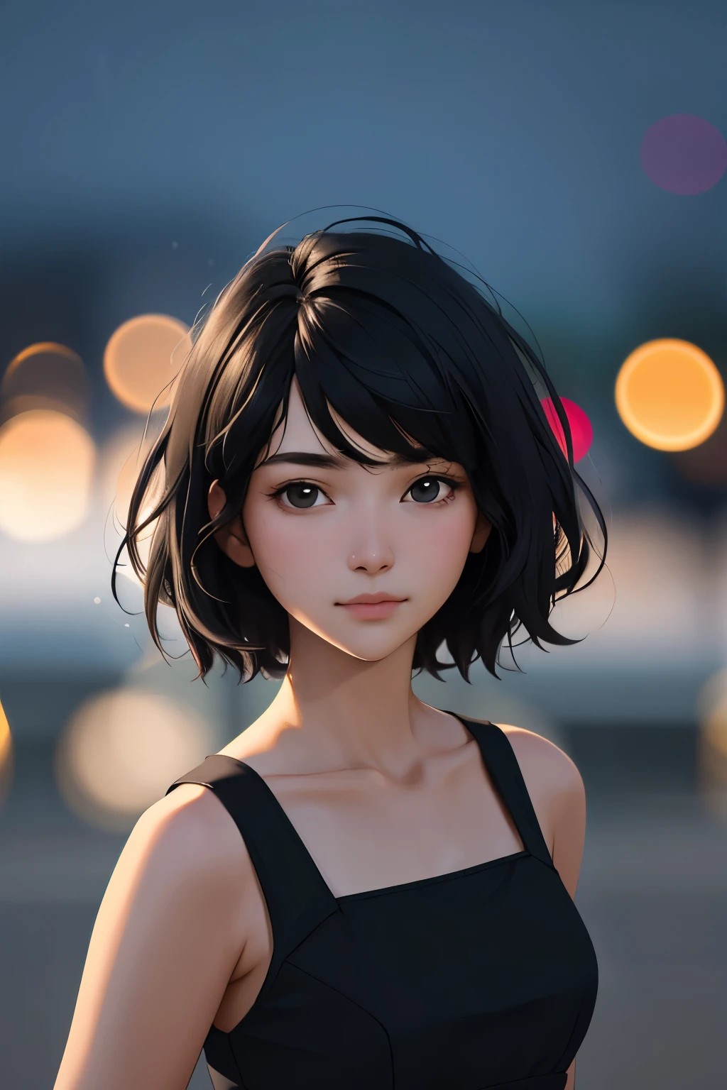 One Girl, 18-year-old, short hair, Black Hair,  Detailed face, Watch Viewer, Realistic, Written boundary depth, Bokeh, 8k, masterpiece, Highest quality, RAW Photos,