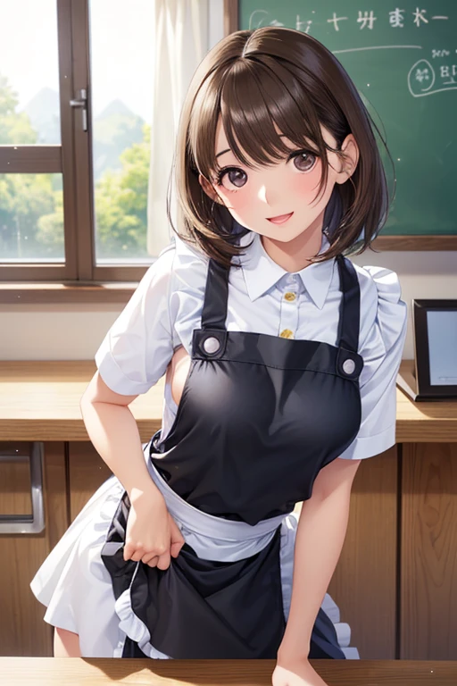 anegasaki nene、Shiny brown hair, short hair, (Beautiful brown eyes、Sparkling eyes, Fine grain)、smile、Ultra-detailed eyes、Highly detailed face, Highly detailed eyes,



One Girl、Perfect Anatomy、Correct human body、Woman with pretty face、Perfect beauty、
,Photo quality、Realistic depiction、One Girl , smile,Open your mouth, (((Correct depiction of pubic hair、Showing pussy)))、(((Naked Apron)))、Wearing an apron in a kindergarten craft class、(((A short apron reveals her pussy:1.0)))、
(Realistic:1.4)、(((Childminder、kindergarten teacher)))、The background is a modern Japanese kindergarten classroom、(((Cute interior that children will love)))