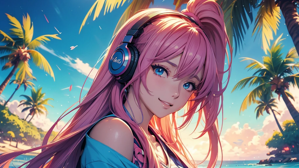 Woman wearing headphones, Anime Style 4 k, anime wallpaper 4k, anime wallpaper 4k, 4k anime wallpaper, anime art wallpaper 4k, anime art wallpaper 4k, Anime Style. 8k, Anime atmosphere, , Ultra HD Anime Wallpaper, Anime Art Wallpaper 8K, Anime Background,landscape、summer、island、hammock、hammockに揺られる、Beach