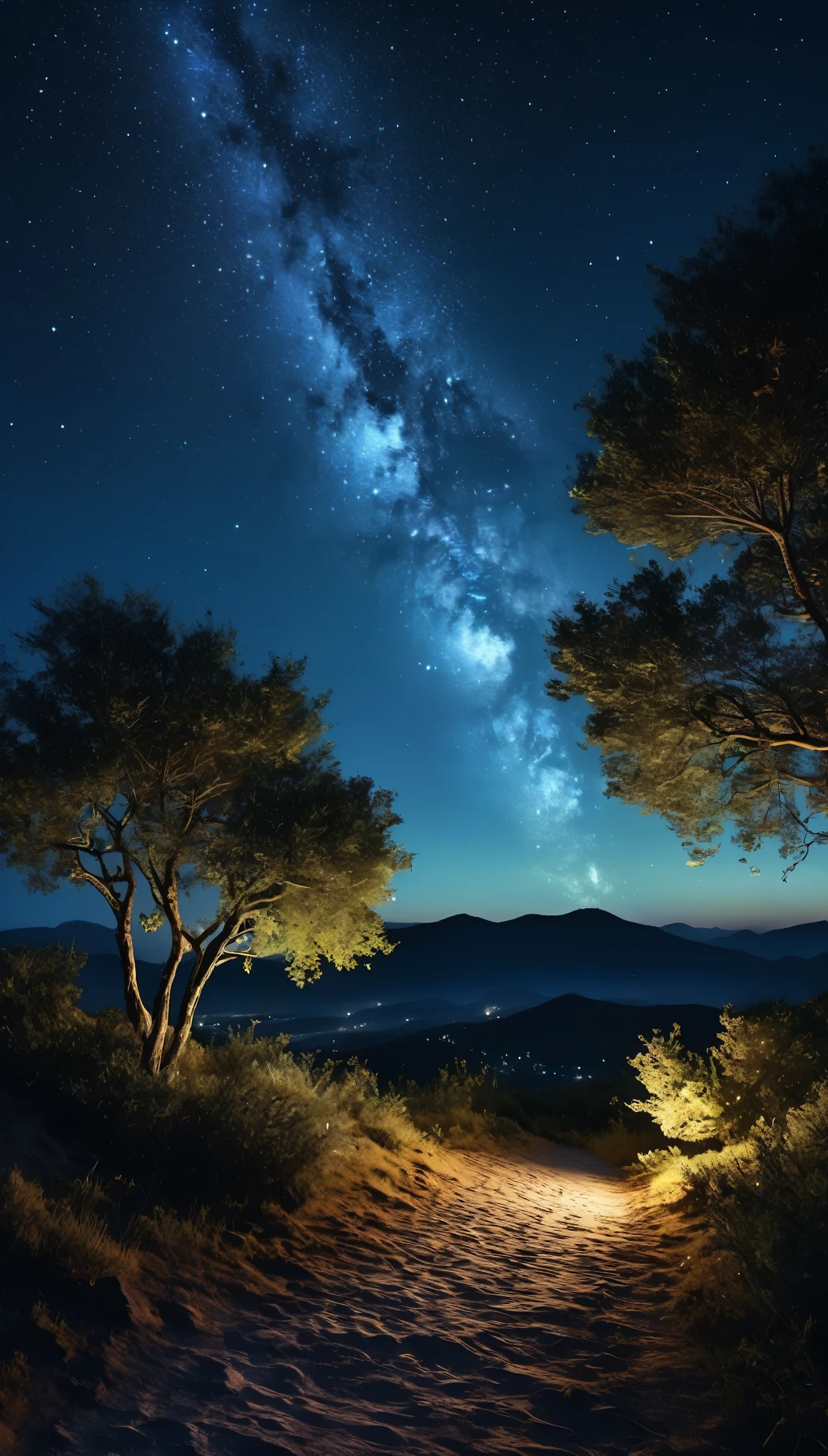 best quality,4k,8k,highres,masterpiece:1.2),ultra-detailed,(realistic,photorealistic,photo-realistic:1.37),star-filled night sky,moonlit landscape,shimmering stars,tranquil atmosphere,dense clusters of stars,nighttime serenity,dreamlike surroundings,majestic celestial display,ethereal moonlight,serene and peaceful scene,enchanting nightscape,dark mysterious colors,soft moonlight casting gentle shadows,sparkling constellations,vivid colors reflecting off the sky,mesmerizing beauty of the night sky,luminous celestial bodies,pure fascination with the universe,awe-inspiring night-time vista,calm and serene night,glowing moonlight adding a touch of magic hyper datailed