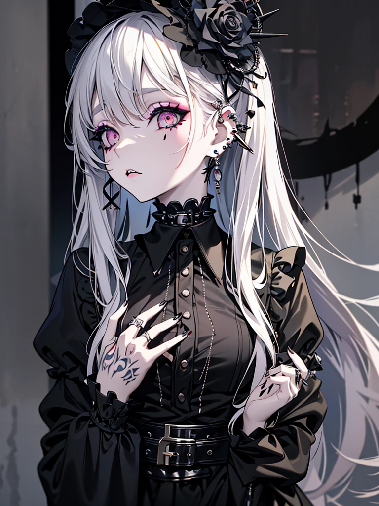 Gothic ta, cigarettes, arm tattoos, ear piercings, makeup, mental health issues