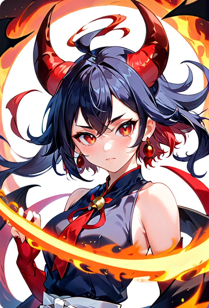 anime girl with horns, demon anime girl, demon girl, mika kurai demon, oni horns, artgerm and atey ghailan, anime style 4 k, japanese demon girl, ayaka genshin impact, tiefling, ryuko matoi, giesha demon, demon slayer rui fanart