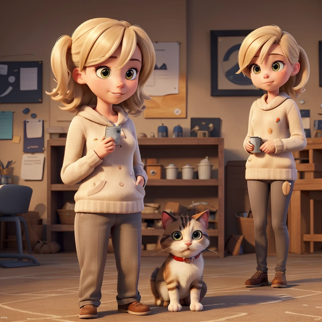 ((best qualityer)), ((work of art)), (detailded), 1 dark blonde girl ,de corpo inteiro, kitten sweater