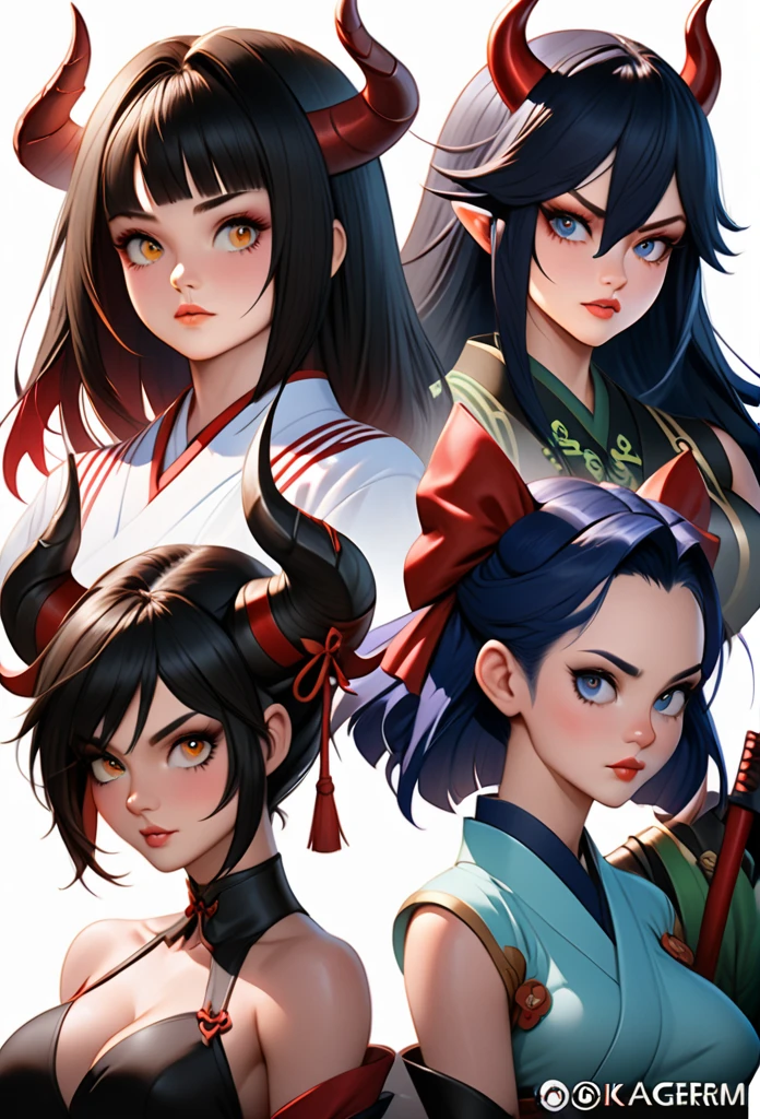 anime girl with horns, demon anime girl, demon girl, mika kurai demon, oni horns, artgerm and atey ghailan, anime style 4 k, japanese demon girl, ayaka genshin impact, tiefling, ryuko matoi, giesha demon, demon slayer rui fanart