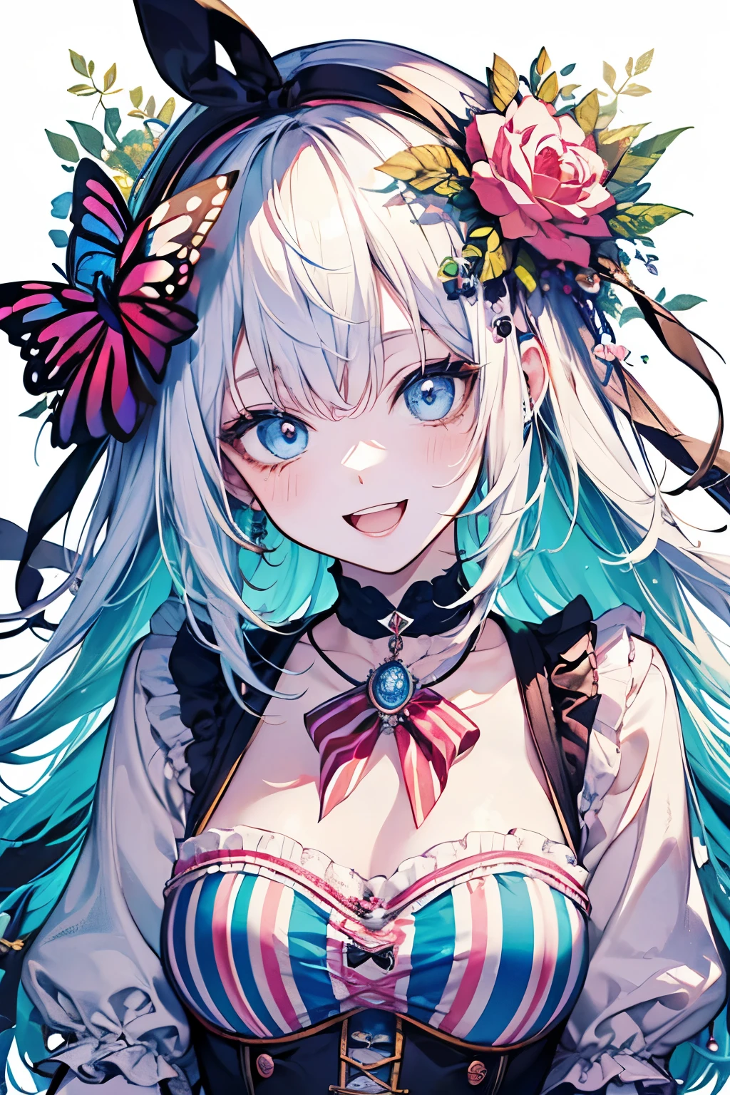Circus motif,((cute,kawaii,wonderland)),(A big smile with an open mouth),Shiny stripe color hair,(Natural Color),((Men's:1.2)),(Fairytale:1.25).