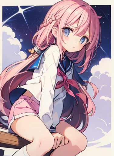 Anime Girls Schoolgirl Uniform Skirt Thigh Panty Shot Open Legs