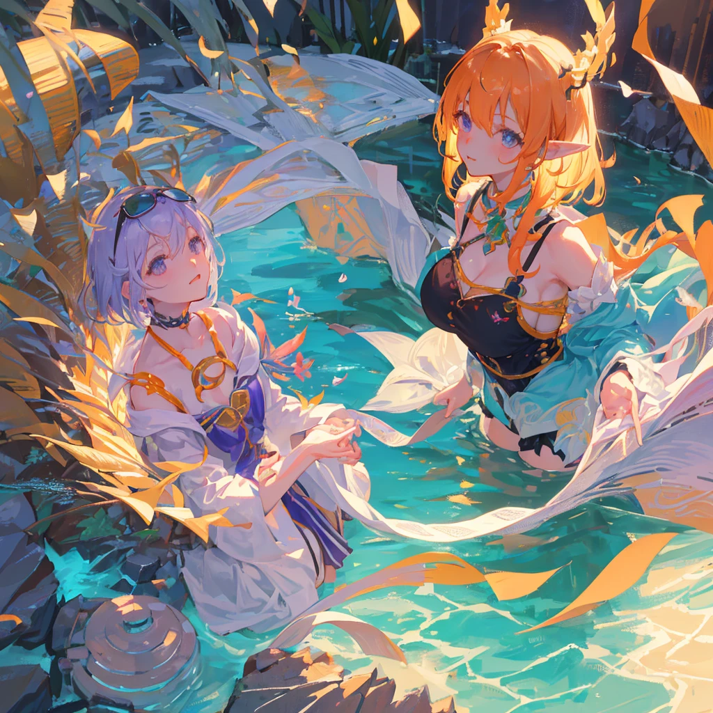 male middle point messy hair expression tiger teeth swimming pool boy pupils 8k best quality masterpiece very detailed wallpaper tease white skin body tied up with rope wrapped waist tears full body thin waist slim wet body zha open mouth saliva roll eyes tall