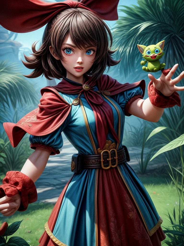 Stylized, Animated Characters, Maybe it&#39;s from a video game or fantasy-themed artwork. This character is a woman with long black hair, Wearing blue and gold armor or clothing with a fantasy or mythological aesthetic. She wears a blue gemstone，Wearing necklaces and earrings. The character holds a blue flower in his hand，Surrounded by blue flowers and butterflies, This adds to the magical and tranquil atmosphere of the image.. The background is light blue，With a hint of starry sky, Enhanced fantasy theme.