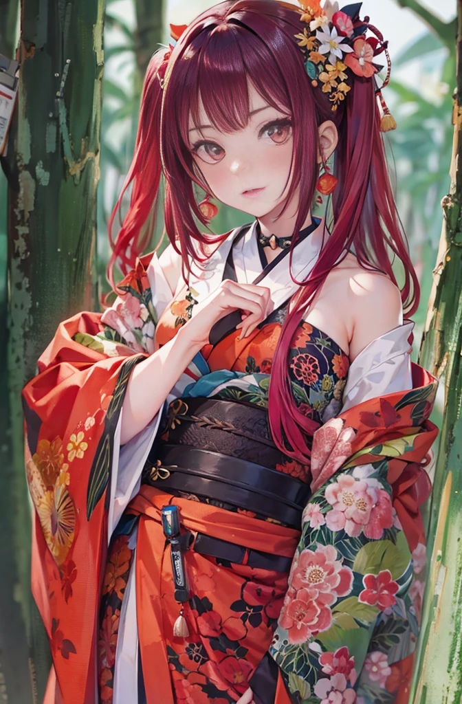 A woman with red hair and wearing a red kimono is looking at the camera, Chainsaw Man マンガ, ( ( ( yoh yoshinari ) ) ), Makima, Chainsaw Man, Makima, Red tint, Avant-garde, Edogawa Ranpo&#39;s Worldview, picaresque, Taisho Romance, In the Imperial City of Tokyo, A fantastic atmosphere, Makima, mysterious beautiful woman, Chainsaw ManのMakima, Very sharp beauty, A woman from a distinguished family in the 1920s, pretty much beautiful face, Sharp eyes with slit length, Very delicate and beautiful eyes, Captivating woman, Very stylish woman, Elegant and noble beauty, Beautiful and stylish red kimono, A woman who looks about 27 years old, Five fingered hand, Gorgeous and luxurious, a fine art painting by Yang J, Pixiv, Fantasy art, artwork in the style of Gwaiz, Gwaiz, Japanese art style, Chen Yifei, Female painting, Vivid and colorful paintings, Glamorous and luxurious, eiko ishioka, yuuki hagure, Ishida Sui with black hair, takeyuki kanda, inspired by Miwa Komatsu, Kazami Yuuka, Yoshitomo Nara, Yaoi Kasuma, Akiko Takase, Kazue Kato, Paintings from Nakahara Nantenbo, tumbler, What is it？, kimi takemura, For whom??, Yoshitomo Nara, chiho ashima, Aoi Ogata, kiyoko suzuki, Ishida Sui with black hair, Chen Yifeiに影響を与えた作品, Works that influenced Francesco Hayes, Inspired by Hendrik Terbruggen, Jean＝Works that influenced Auguste Dominique Ingres, Works that influenced Liu Jun, Jean＝Works that influenced Auguste Dominique Ingres, artwork in the style of Switzerland, by ヤン・J, Switzerland, Beautiful Art UHD 4K, Detailed painting 4k, Beautiful digital art, Beautiful artwork illustration, Switzerland masterpiece, By Chen Yanjun, Lee Song, Highest quality, The perfect angle, Perfect composition, Best Shot, Official Art, Cinematic Light, Figurative art, Beautiful and expressive paintings, Beautiful artwork illustration, wonderful, Cool Beauty, clear, Muromachi Fantasy, mysterious, Highest quality, Official Art, Extremely delicate and detailed painting style, Beautiful and subtle effects, Elegant and beautiful painting art, The pinnacle of painting beauty, Perfect light, Perfect composition, The perfect angle, Perfect subject, Best Shot, Female Solo, Sharp contours, Face close-up