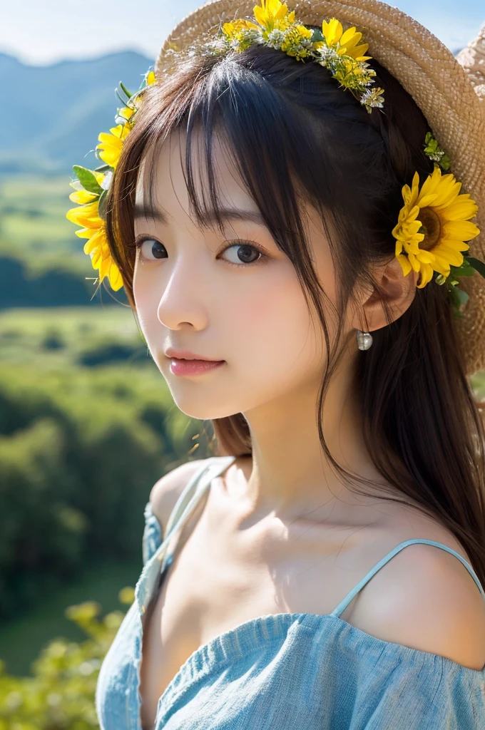 ((Highest quality)), ((masterpiece)), (detailed),Perfect Face,Japanese,landscape,Beauty,Small cleavage,cute