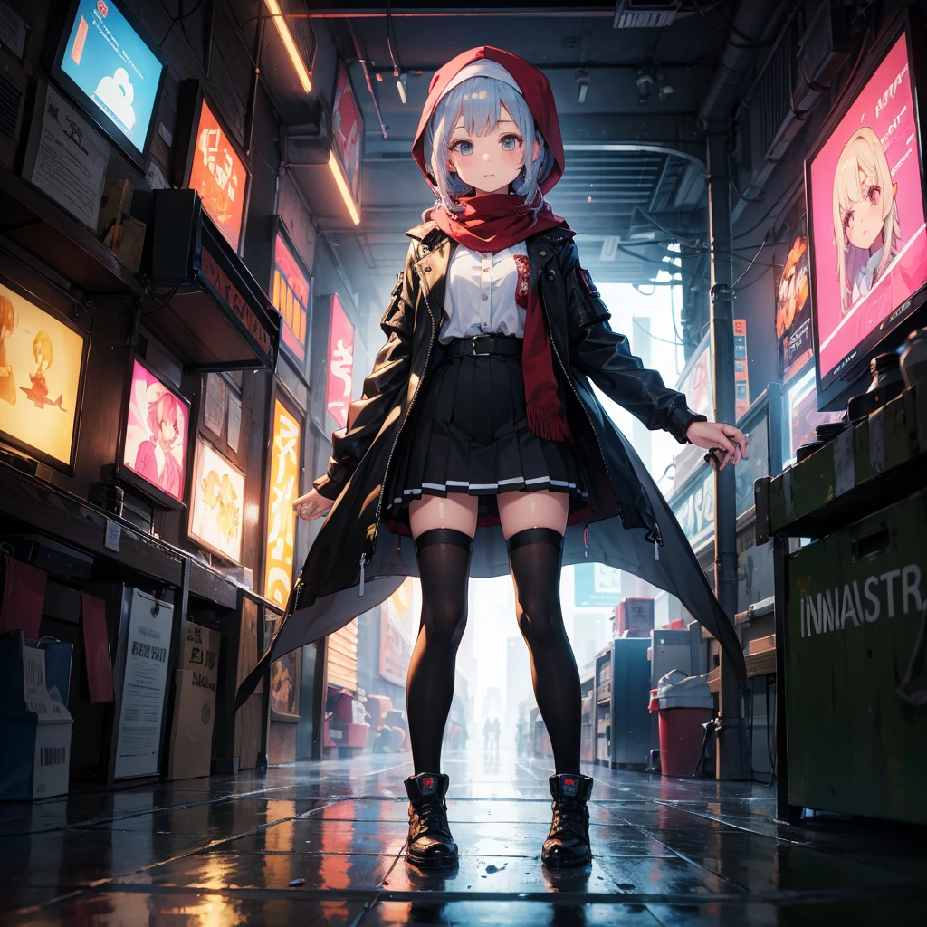 1girl,(masterpiece, Highest quality), (Detailed Hair), Very detailed, Anime Style, whole body, alone, Cyberpunk psychic girl, Big cute head scarf, whole body covered in rags, Wanderer&#39;s Outfit, Gray Hair、Red eyes, Floating in the air, Small stature, Supernatural Aura, Prism Hypnosis Aura. Beautiful and terrifying, Digital Painting, 8K high resolution, Trend Art Station, White Background, whole body, ((Psychic energy ball in hand))