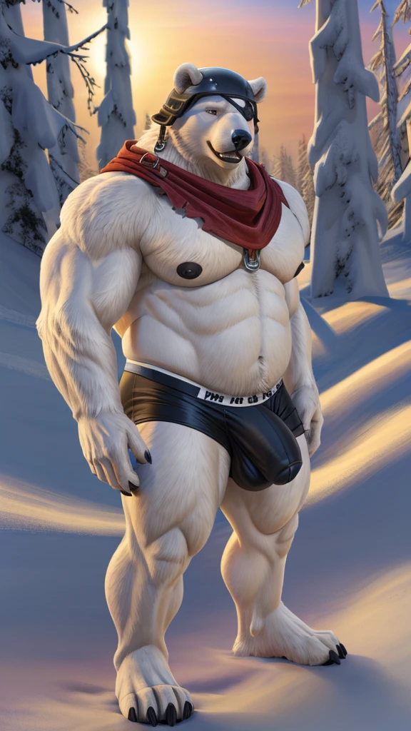 (by personals, by narse, would chase, by gorse the thief),realistic Realistic white fur, Polar patroller,red scarf, helmet, eyepatch, eye Brown, polar bear in teeth, SMILE in polar patroller, happy with tongue in polar patroller, Polar bear these hair body in white,very muscular and fat, claws in five, five claws, dark paws, helmet, eyepatch, medio eye Brown, big very strong pink giant_pen, grande por penis , giant balls, holding big huge pink_pentrating, very strong bulk for blank pallets , very tired of very craving, large chest of fur on white, More Giant Cum, very cum in milk, light,lying in bed por sexy, by bruteandbrawn, by personals, by subtraction, (intricate, high detail white , Photography, soft focus, SeatoHao, super daddy, photorealism, realistic white furry polar bear , photorealista, white style and white light , super high dispersion , Best Quality, ultra realistic, Alone, polar bone, Ursid, polar patrol, hair for white , muscular, SMILE, dark forest,big huge chest, big huge nipples, rainbow light , winter, dress,naked parawearing military uniform, camouflage, underwear, hull, tactical harness, black clothes, polar bear in teeth