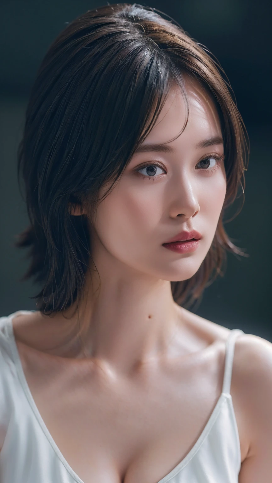 One girl, woman, masterpiece, Highest quality, Highest quality, (Volumetric lighting), Very detailed CG unity 16k wallpaper, Concentration, 16k wallpaper, Very detailed, Ultra-realistic, Realistic, Sharp focus, Absurd, (High resolution:1.3), (High Contrast), photograph, Detailed and complex, Instagram, Portraiture, Very detailed, Digital Painting, Art Station, Concept Art, Smooth, Sharp focus, figure, Big natural , Medium Shoulder, Looking at the audience, Knitted tank top.