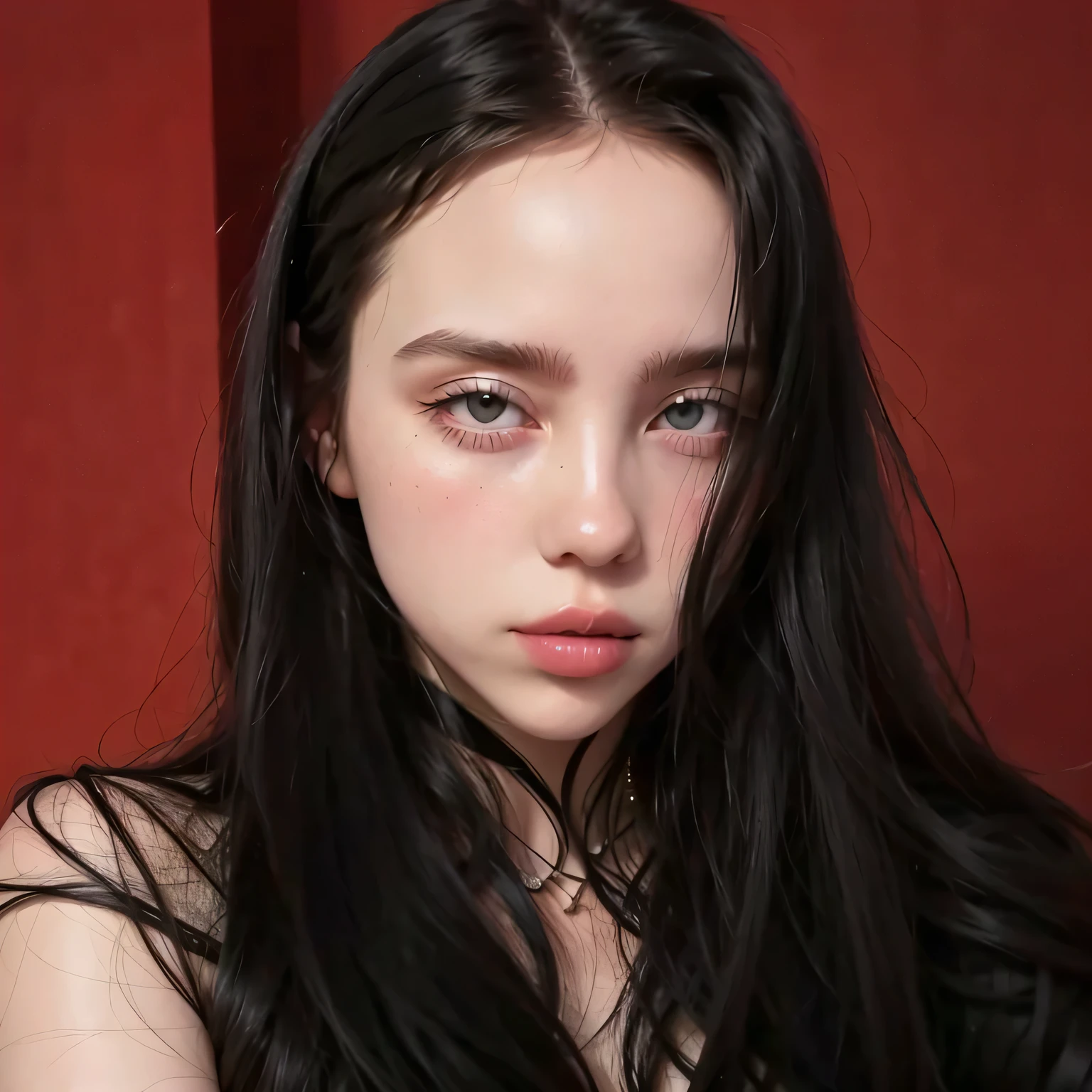 blonde woman with long hair and piercings posing for a photo, with long black hair, with long black hair, perfect white haired girl, ava max, tifa lockhart with black hair, pale porcelain white skin, anime girl in real life, with black hair, extremely black hair, very black hair, with long black hair, Her hair is black