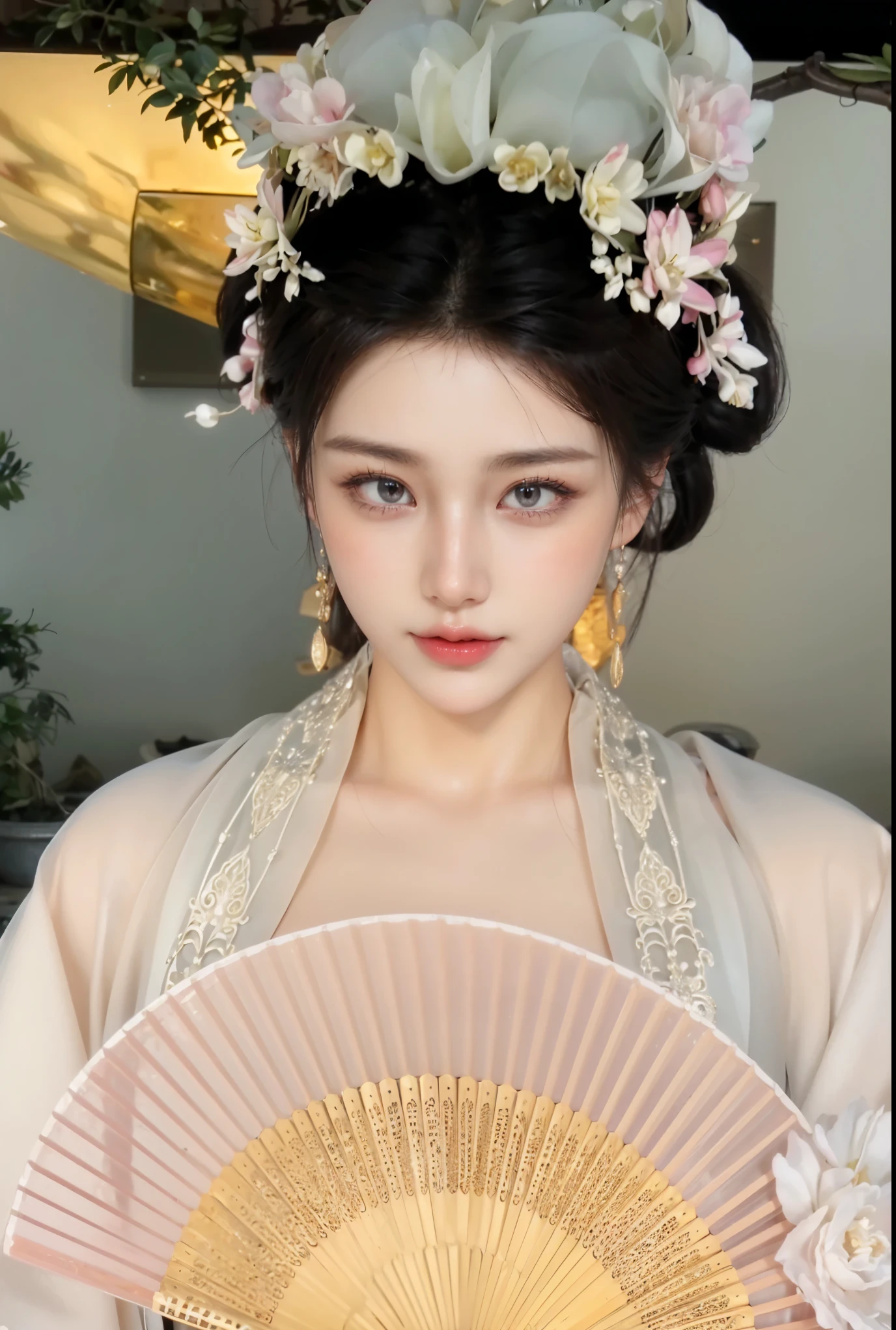 Game Art,CG Animation,Best image quality,Maximum resolution,8K picture quality,(A bust photo),(portrait),(Head close-up),(Rule of Thirds),Unreal Engine 5 rendering works,20 year old girl,((Queen)),The eyes are very detailed,(Large Breasts),Elegance and nobility,Ray Tracing,Game CG,((3D Unreal Engine)),OC rendering reflection mode,4K,Ultra-clear,Translucent lace,Fair and plump figure,Pretty Face,Glossy Gel Coat,身着华贵礼服的Queen,Gorgeous clothing,Luxurious and exquisite jewelry,Colorful makeup,Full figure,Dark red lipstick,精致Gorgeous clothing,Supermodel,Gold Jewelry,Luxurious clothing,Gold and diamond jewelry,A fan