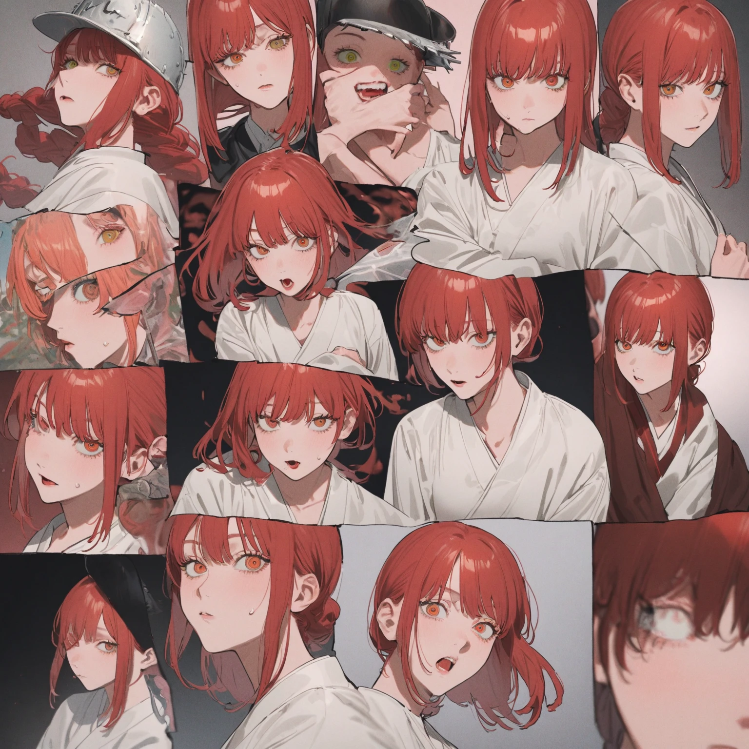 A woman with red hair and a white kimono is looking at the camera, Chainsaw Man マンガ, ( ( ( yoh yoshinari ) ) ), Makima, Chainsaw Man, Swirly eyes, Reincarnation, Makima, Red tint, Avant-garde, Edogawa Ranpo's Worldview, picaresque, Taisho Romance, In the Imperial City of Tokyo, A fantastic atmosphere, Makima, mysterious beautiful woman, Chainsaw ManのMakima, Very sharp beauty, A woman from a distinguished family in the 1920s, pretty much beautiful face, Sharp eyes with slit length, Very delicate and beautiful eyes, Captivating woman, Very stylish woman, Elegant and noble beauty, Beautiful and stylish red kimono, A woman who looks about 27 years old, Five fingered hand, Gorgeous and luxurious, a fine art painting by Yang J, Pixiv, Fantasy art, artwork in the style of Gwaiz, Gwaiz, Japanese art style, Chen Yifei, Female painting, Vivid and colorful paintings, Glamorous and luxurious, eiko ishioka, yuuki hagure, Ishida Sui with black hair, takeyuki kanda, inspired by Miwa Komatsu, Kazami Yuuka, Yoshitomo Nara, Yaoi Kasuma, Akiko Takase, Kazue Kato, Paintings from Nakahara Nantenbo, tumbler, What is it?, kimi takemura, For whom??, Yoshitomo Nara, chiho ashima, Aoi Ogata, kiyoko suzuki, Ishida Sui with black hair, Chen Yifeiに影響を与えた作品, Works that influenced Francesco Hayes, Inspired by Hendrik Terbruggen, Jean=Works that influenced Auguste Dominique Ingres, Works that influenced Liu Jun, Jean=Works that influenced Auguste Dominique Ingres, artwork in the style of Switzerland, by ヤン・J, Switzerland, Beautiful Art UHD 4K, Detailed painting 4k, Beautiful digital art, Beautiful artwork illustration, Switzerland masterpiece, By Chen Yanjun, Lee Song, Highest quality, The perfect angle, Perfect composition, Best Shot, Official Art, Cinematic Light, Figurative art, Beautiful and expressive paintings, Beautiful artwork illustration, wonderful, Cool Beauty, clear, Muromachi Fantasy, mysterious, Highest quality, Official Art, Extremely delicate and detailed painting style, Beautiful and subtle effects, Elegant and beautiful painting art, The pinnacle of painting beauty, Perfect light, Perfect composition, The perfect angle, Perfect subject, Best Shot, Female Solo, Sharp contours, Face close-up
