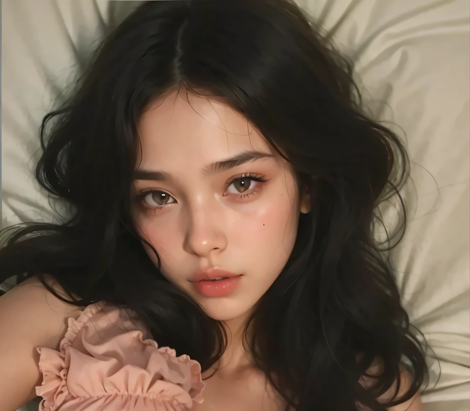 ((DETAILED NIPPLES:1.25)), ((Youngest:2)), ((9x-UltraSharp)), ((SMALL HEAD)), ((NECK LACE)), Spread, ((SLEEPING LIE DOWN FEMBOY)), (((SAD FACE EXPRESSION:1.1)), ((NECK LACE)), ((GOTHIC EYELASHES & LIPS)), ((LIPS)), ((MEN'S STYLE SHORTHAIRCUT)), adorable, 1 girl, (face to face), , baby face, happy, half body portrait, (face details: 1), (eye details: 1), ((tiny breasts)). ((net stockings)), ((red lips)), (((LIGHT YELLOW NAKED)))
