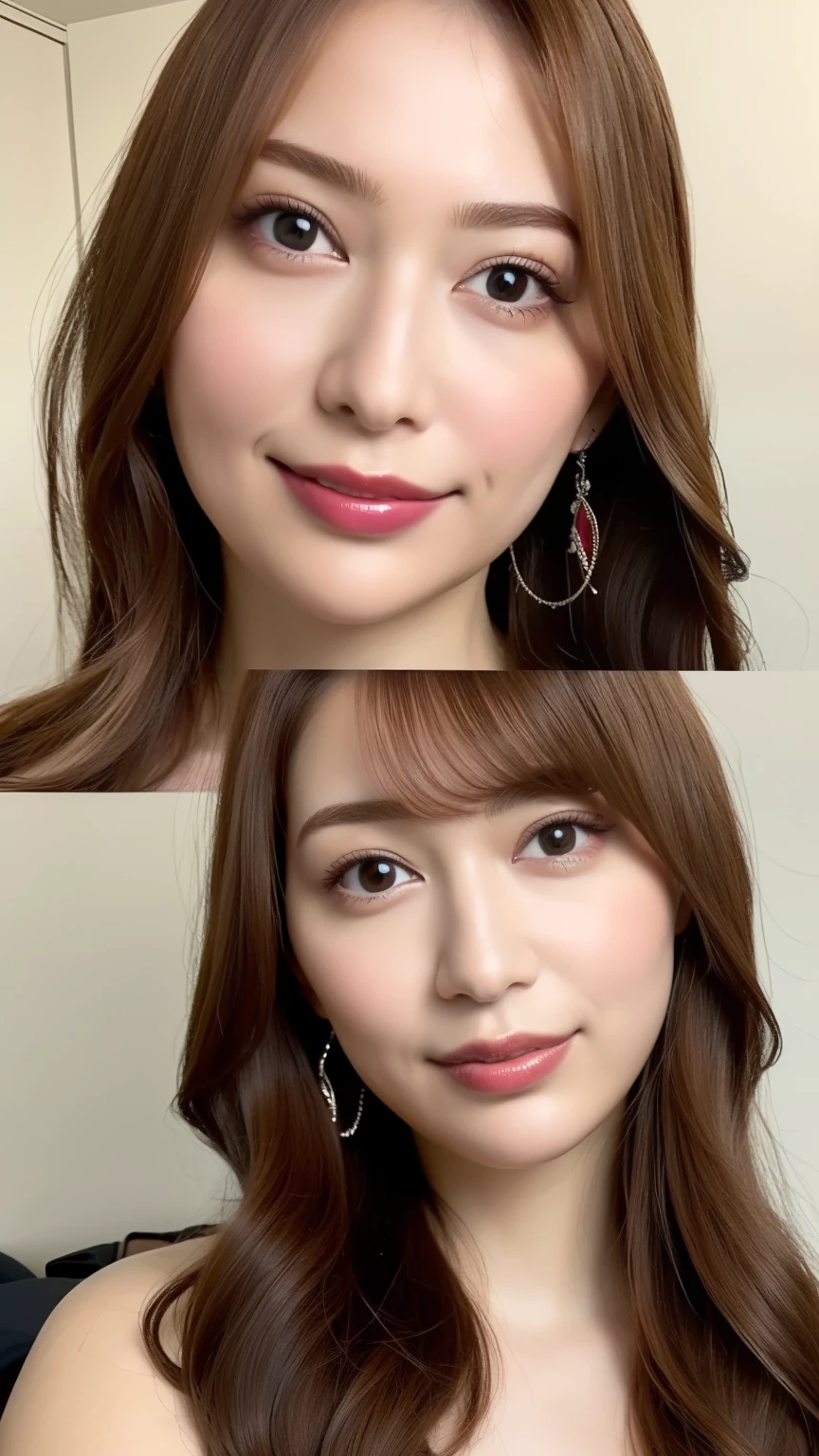 (Highest quality、8k、Award-winning works、Ultra-high resolution)、One beautiful woman、(Perfect nude:1.1)、(blonde:1.1)、Bright color contacts、Perfect Makeup、Bright and shiny lipstick、(Very heavy makeup:1.2)、(Deep pink around the eyes:1.1)、Beautiful bright eyeshadow、Heavy makeup around the eyes、(Big Breasts:1.2)、very long wavy hair、(Romantic affection:1.1)、私を見た時のThe best smile、(Many of them emphasize the body line.:1.1)、(Strongly blurred vibrant Harajuku city background:1.1)、(Strongly blurred background:1.1)、Accurate anatomy、Ultra HD Hair、(Ultra-high resolutionの完璧な美しい歯:1.1)、Ultra-high definition beauty face、Ultra HD Hair、Ultra HD Shining Eyes、輝くUltra-high resolutionの美肌、Ultra-high resolutionの艶やかな唇, Very detailed, Nose and mouth,Face Focus, Extreme close up of face、 Realistic nostrils、The best smile,Looking up at me