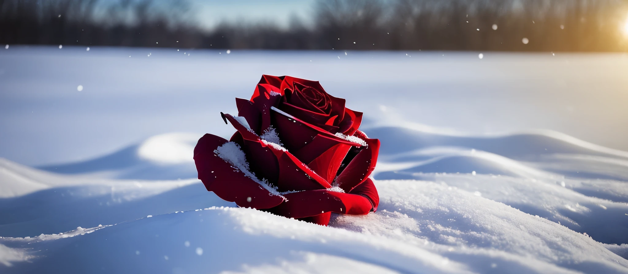 Red Rose in the snow, covered with snow, with frozen flowers around her, pale, like the first snow of winter, winter in the snow, Gentle snow, Still life with snow, Yellow Rose, It's cold, but beautiful, Естественное таяние снега весной и wintertime., Snow Snow, during snowfall, Beautiful composition, In the snow, wintertime, cold, snowy, In the snow, (warm hue, warm tone), high details, natural reflections. many details.